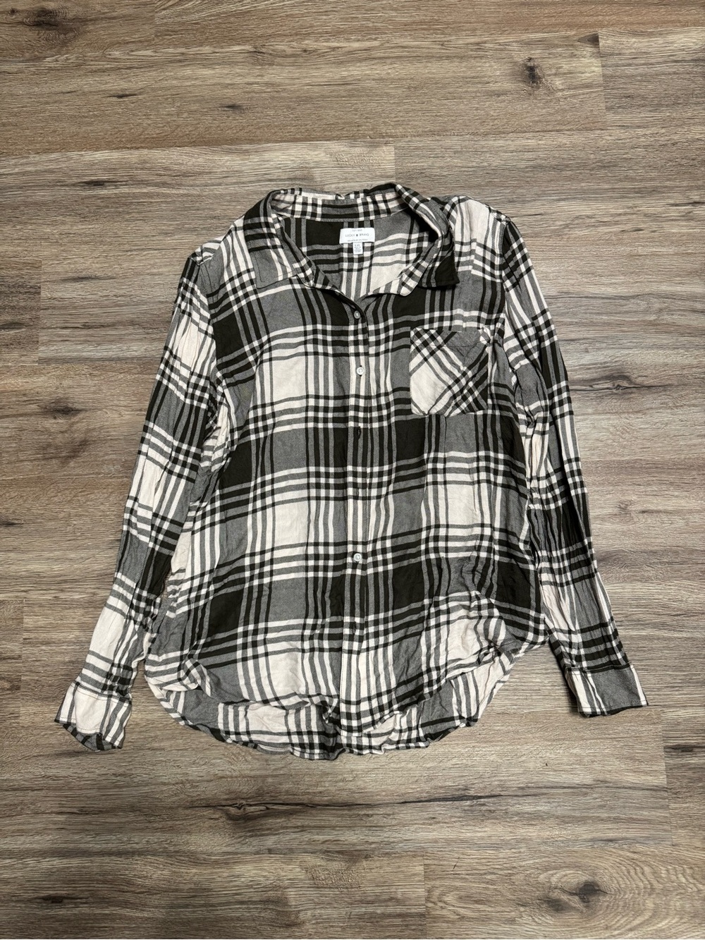 Lucky Brand Green & Cream Plaid Button-Down Shirt